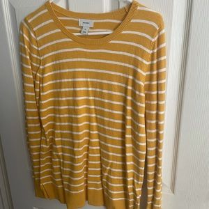 Yellow and White Striped Sweater, Old Navy, Size: Medium